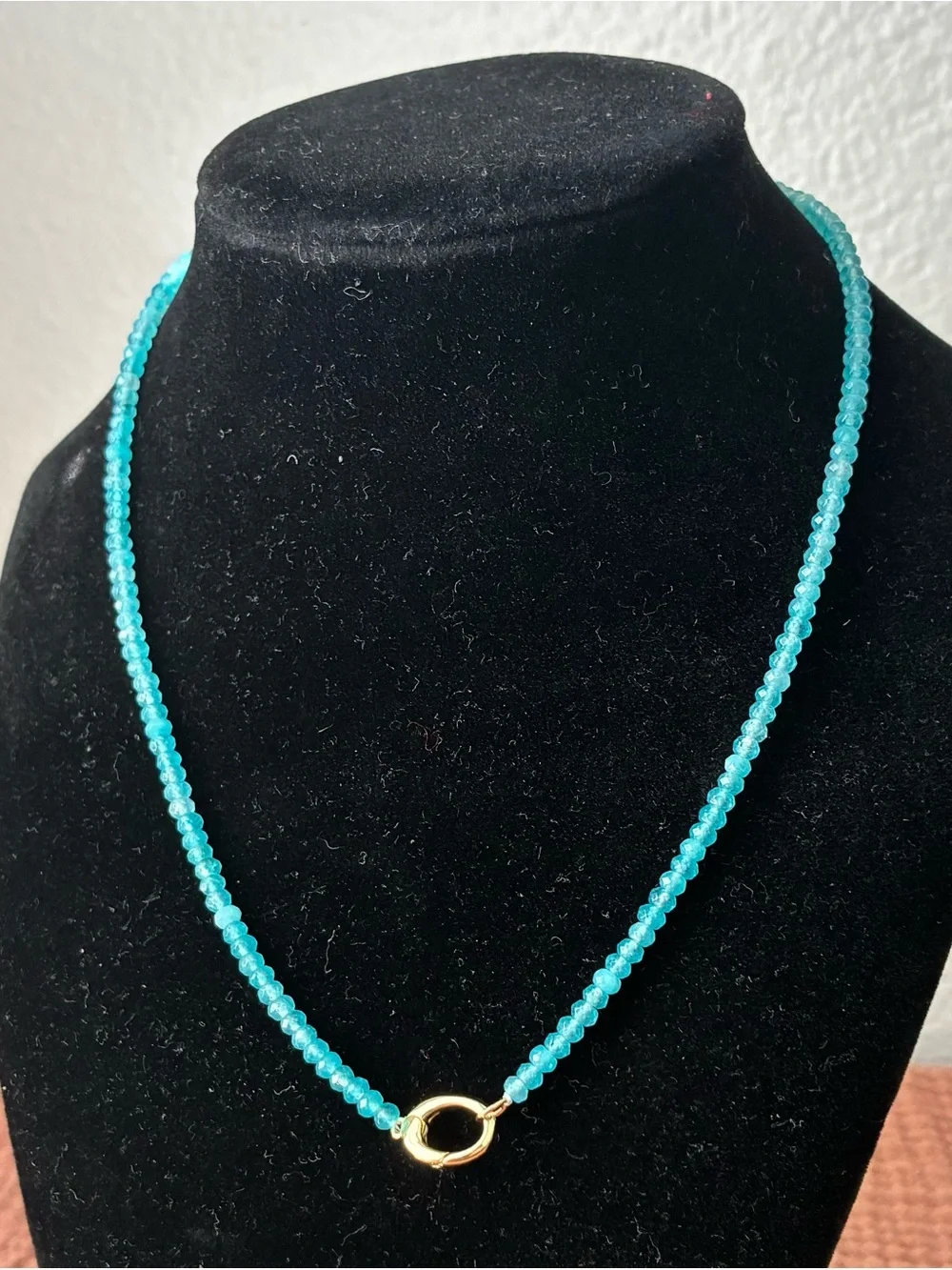 Turquoise Beaded Necklace with Gold Accent 16”-18”